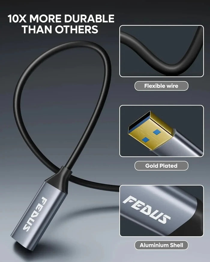 FEDUS USB to HDMI Adapter 1080P@60Hz(MacBook Air/Pro & Windows PC only) Converter, Support Mirror Expansion Mode, HDMI Adapter Compatible Laptop, Monitor, Projectors Windows 7, 8, 10, 11, MacOS 10.15+ FEDUS