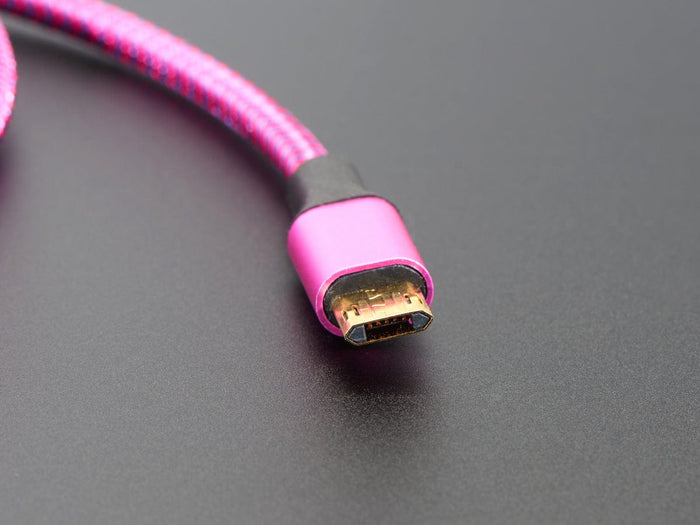 Fully Reversible Pink/Purple USB A to micro B Cable - 1m long [Discontinued] by The Pi Hut - The Pi Hut