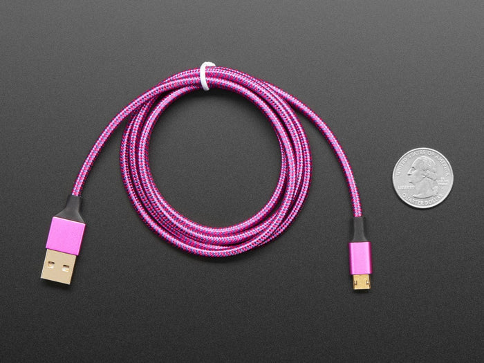 Fully Reversible Pink/Purple USB A to micro B Cable - 1m long [Discontinued] by The Pi Hut - The Pi Hut