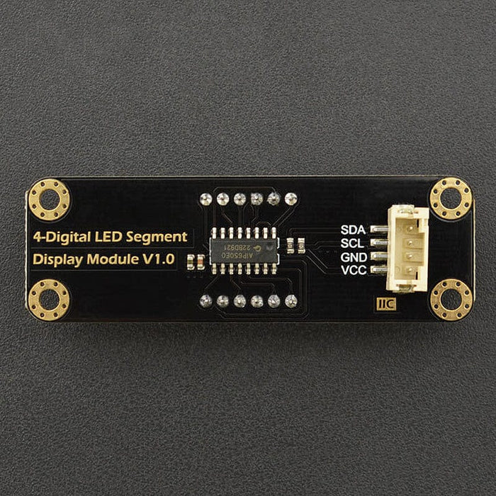 Gravity: 4-Digit Green Seven-Segment LED Display Module by DFRobot - The Pi Hut