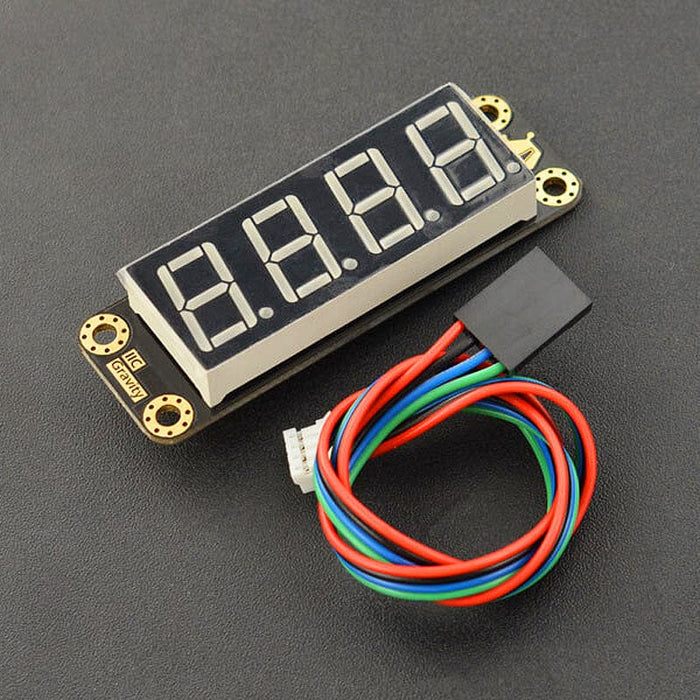 Gravity: 4-Digit Green Seven-Segment LED Display Module by DFRobot - The Pi Hut