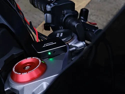 INNOVV ThirdEYE motorcycle BSD mirror warning indicator mounted on motorcycle rearview mirror