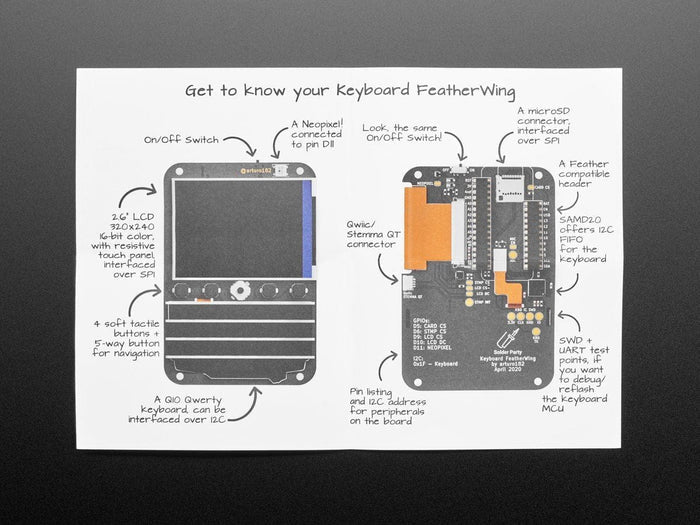 Keyboard FeatherWing - QWERTY Keyboard + 2.6" LCD [Discontinued] by The Pi Hut - The Pi Hut
