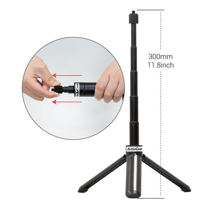 Lightweight Mini Tripod Stand with Extender for Raspberry Pi HQ Camera [discontinued] by Arducam - The Pi Hut