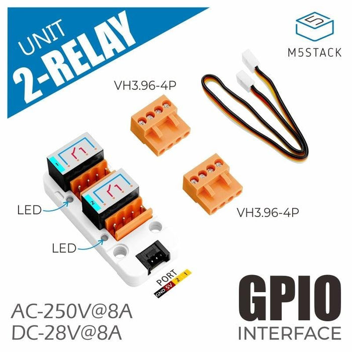 M5Stack 2-Channel SPST Relay Unit by M5Stack - The Pi Hut
