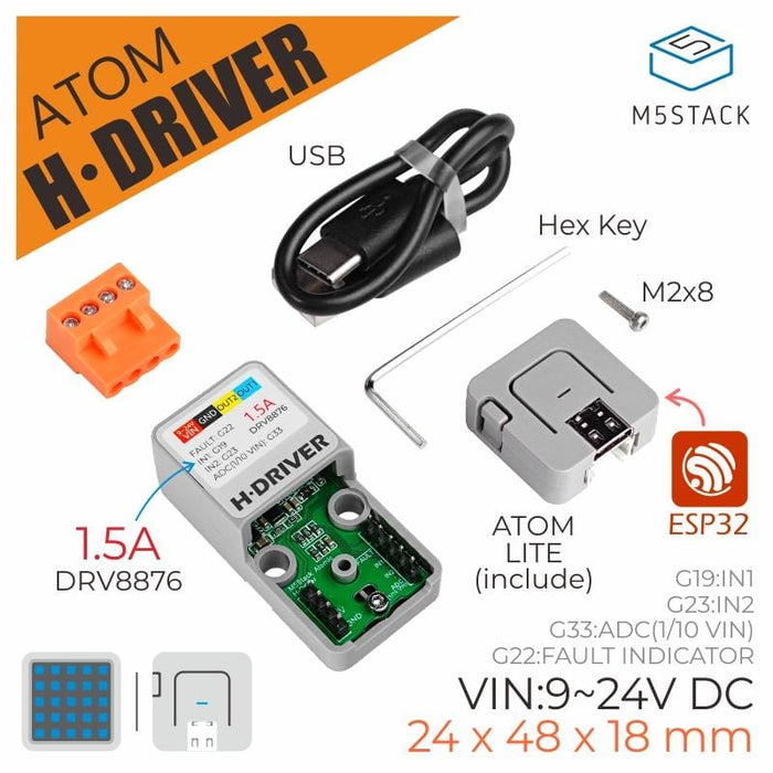 M5Stack ATOM H-Bridge Driver Kit (DRV8876) by M5Stack - The Pi Hut