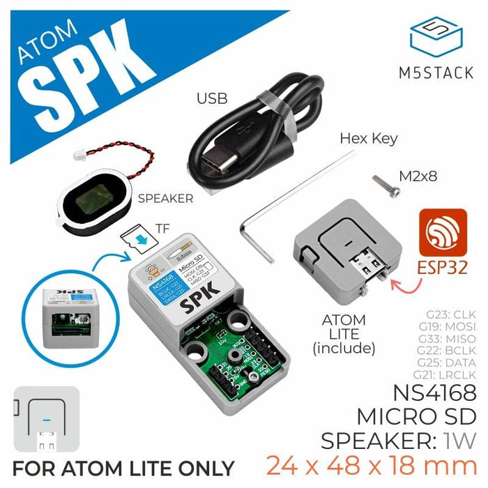 M5Stack ATOM Speaker Kit (NS4168) [Discontinued] by M5Stack - The Pi Hut