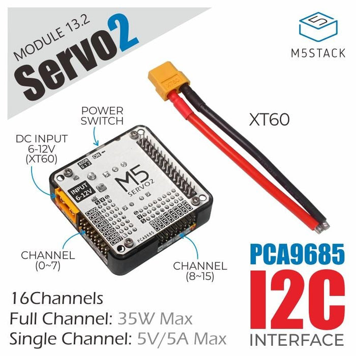 M5Stack SERVO2 Module 16 Channels - 13.2 (PCA9685) by M5Stack - The Pi Hut