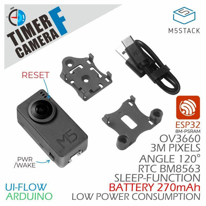 M5Stack Timer Camera F (Fisheye, OV3660, ESP32, PSRAM) by M5Stack - The Pi Hut