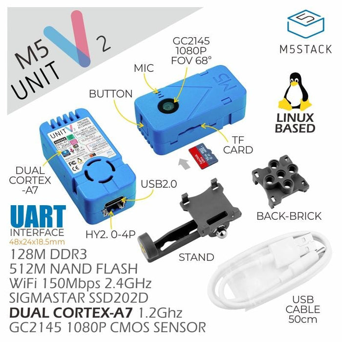 M5Stack UnitV2 - Standalone AI Camera for Edge Computing (SSD202D) TinyML by M5Stack - The Pi Hut