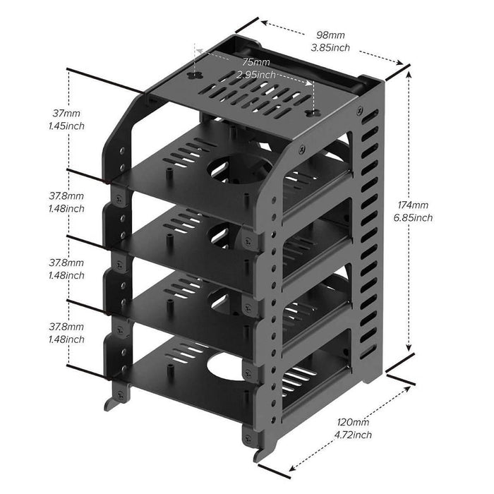 Metal Cluster Rack Case for Raspberry Pi [Discontinued] by Uctronics - The Pi Hut