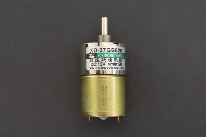 Metal DC Geared Motor - 12V 50RPM 26kg.cm by The Pi Hut - The Pi Hut