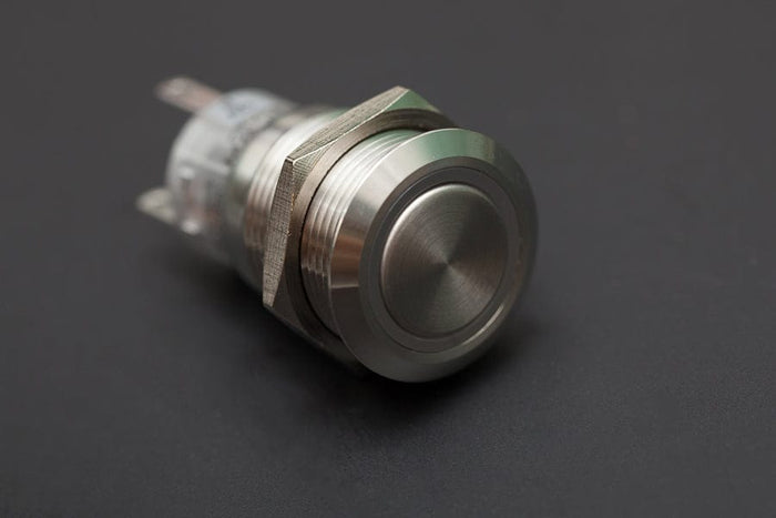 Metal illuminated Pushbutton-Blue Ring [Discontinued] by DFRobot - The Pi Hut