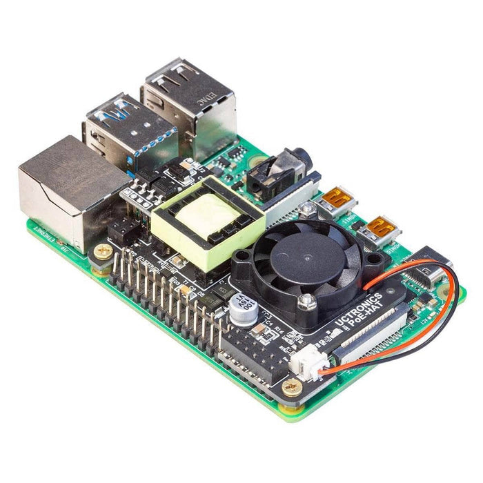 Mini Power over Ethernet (PoE) HAT for Raspberry Pi 4 - With Fan [discontinued] by Uctronics - The Pi Hut