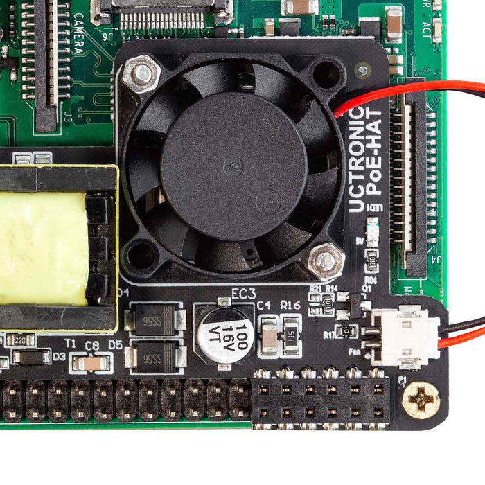 Mini Power over Ethernet (PoE) HAT for Raspberry Pi 4 - With Fan [discontinued] by Uctronics - The Pi Hut