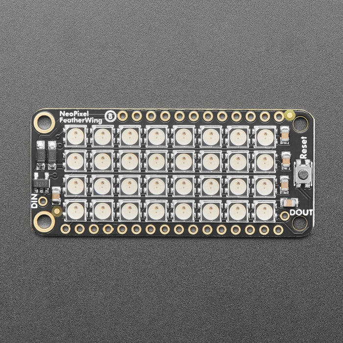 NeoPixel FeatherWing - 4x8 RGB LED Add-on For All Feather Boards by Adafruit - The Pi Hut