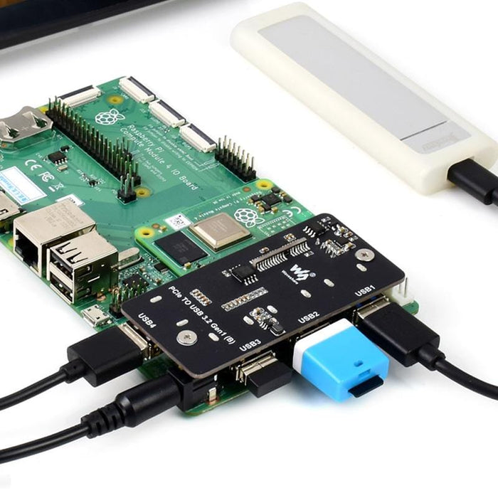 PCIe to USB 3.2 Gen1 Adapter for Compute Module 4 IO Board by Waveshare - The Pi Hut