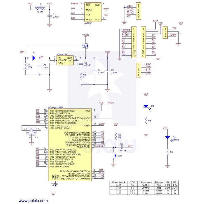 Pololu A-Star 328PB Micro - 3.3V 8MHz by Pololu - The Pi Hut