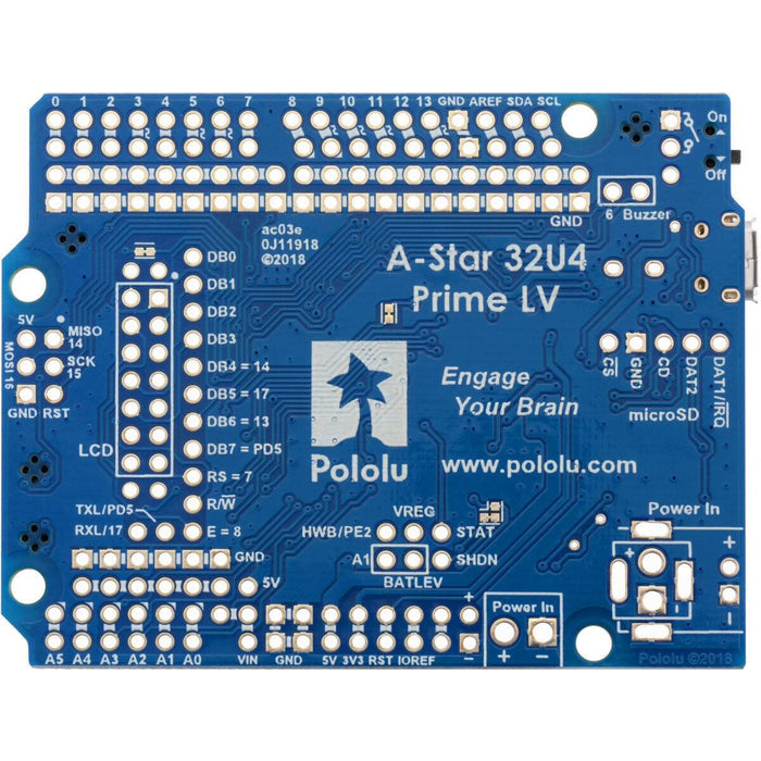 Pololu A-Star 32U4 Prime LV MicroSD [Discontinued] by Pololu - The Pi Hut
