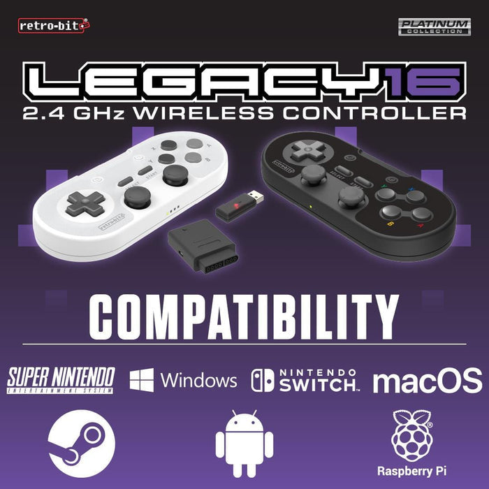 Retro-Bit Legacy16 2.4GHz Wireless Controller - Onyx [Discontinued] by Retro-Bit - The Pi Hut