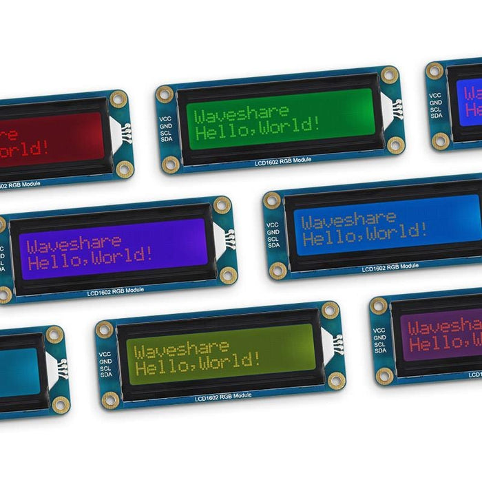 RGB 16x2 LCD Display (I2C, 3.3V/5V) by Waveshare - The Pi Hut