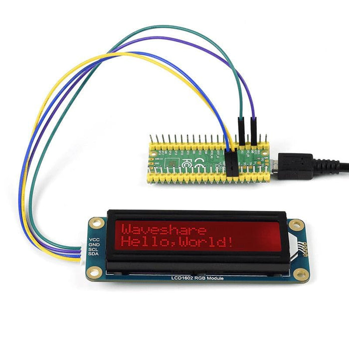 RGB 16x2 LCD Display (I2C, 3.3V/5V) by Waveshare - The Pi Hut