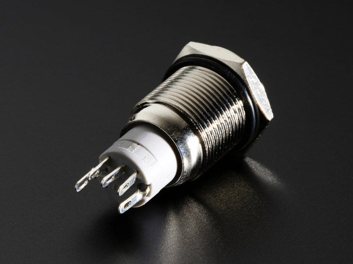 Rugged Metal On/Off Switch with Blue LED Ring (16mm Blue On/Off) by The Pi Hut - The Pi Hut