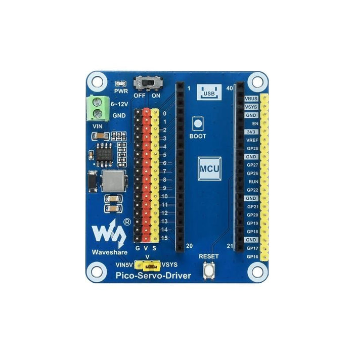 Servo Driver Module for Raspberry Pi Pico by Waveshare - The Pi Hut