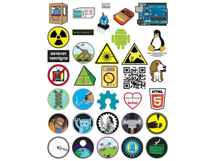 Sheet of stickers (33 total) - Stickers! (Series 01) [discontinued] by Adafruit - The Pi Hut