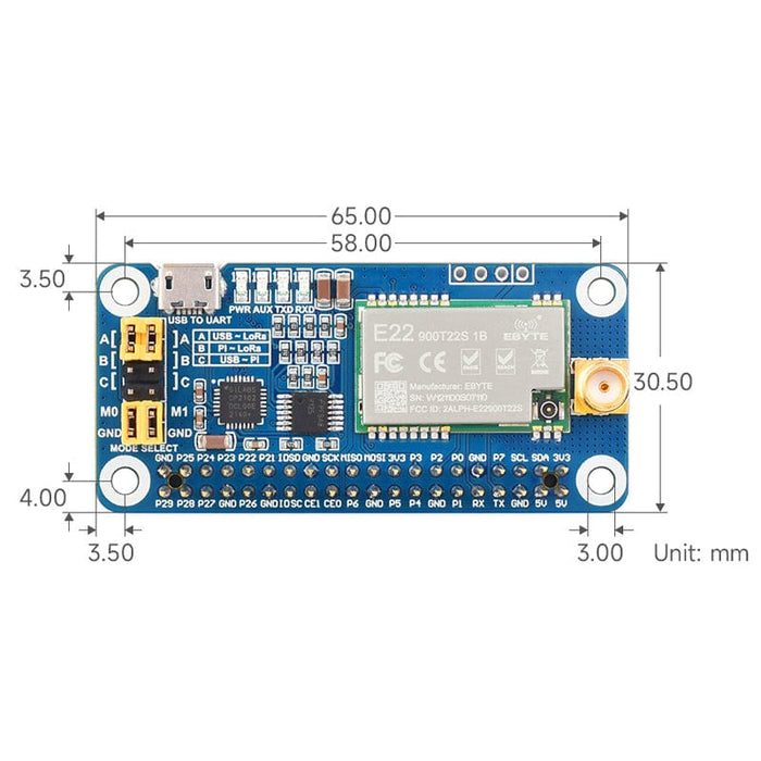 SX1268 LoRa HAT for Raspberry Pi (433MHz) by Waveshare - The Pi Hut