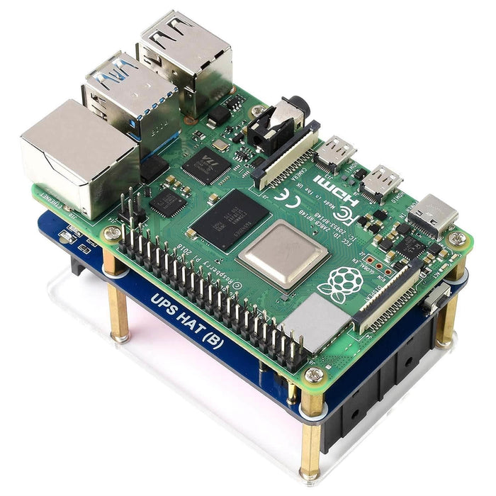 Uninterruptible Power Supply UPS HAT (B) for Raspberry Pi by Waveshare - The Pi Hut