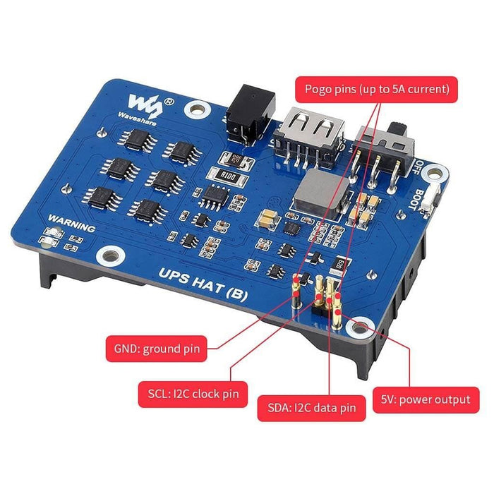 Uninterruptible Power Supply UPS HAT (B) for Raspberry Pi by Waveshare - The Pi Hut