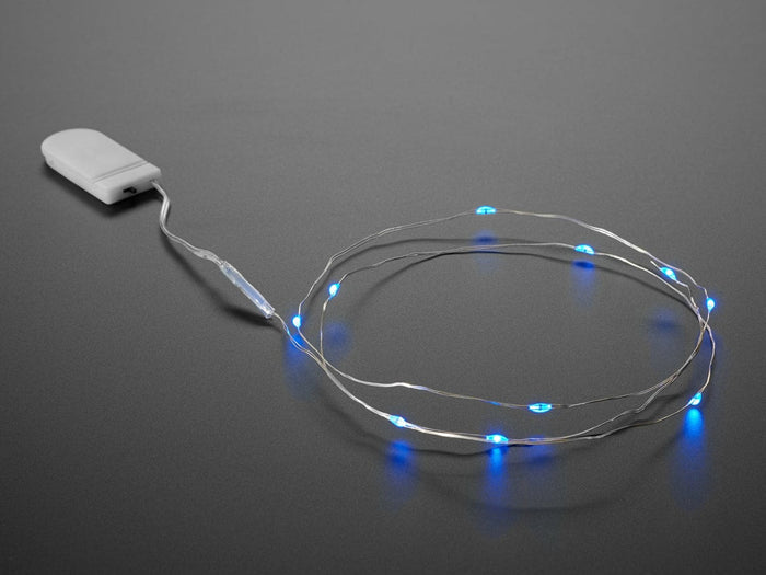 Wire Light LED Strand - 10 Blue LEDs + Coin Cell Holder [Discontinued] by The Pi Hut - The Pi Hut
