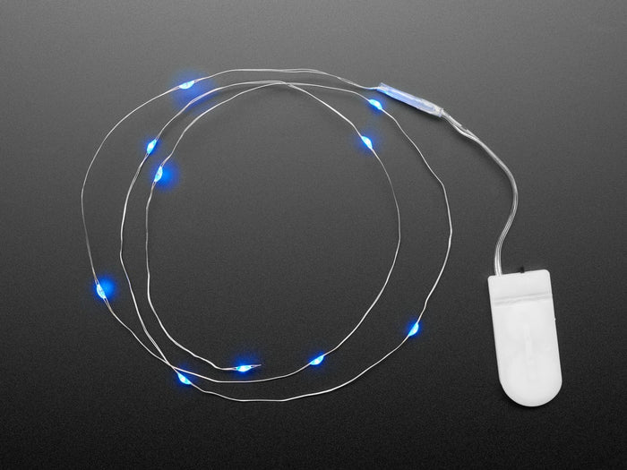 Wire Light LED Strand - 10 Blue LEDs + Coin Cell Holder [Discontinued] by The Pi Hut - The Pi Hut