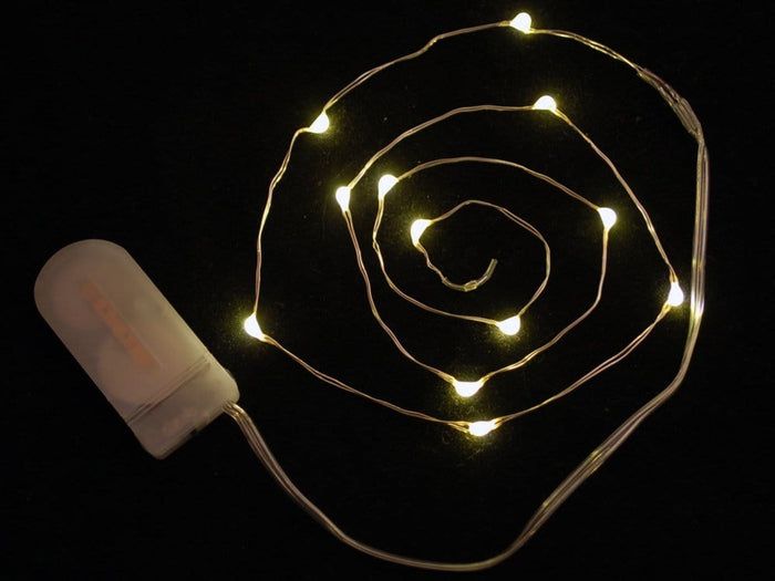 Wire Light LED Strand - 10 Warm White LEDs + Coin Cell Holder [Discontinued] by The Pi Hut - The Pi Hut