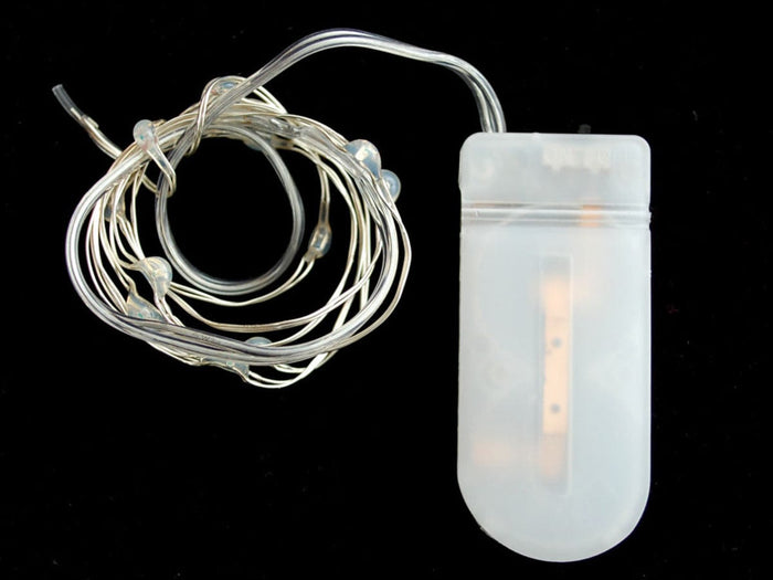 Wire Light LED Strand - 10 Warm White LEDs + Coin Cell Holder [Discontinued] by The Pi Hut - The Pi Hut