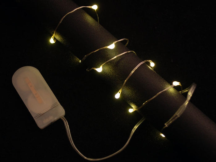 Wire Light LED Strand - 10 Warm White LEDs + Coin Cell Holder [Discontinued] by The Pi Hut - The Pi Hut