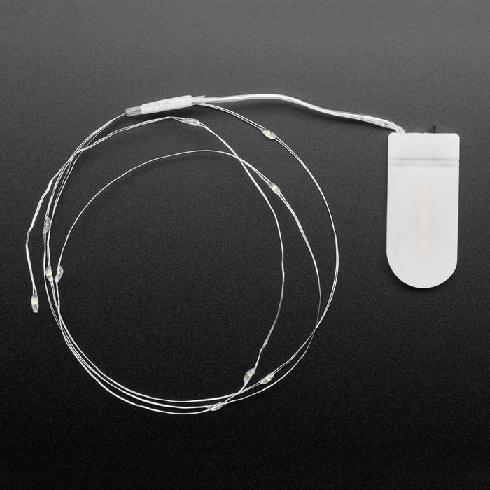 Wire Light LED Strand - 12 Cool White LEDs + Coin Cell Holder [discontinued] by The Pi Hut - The Pi Hut