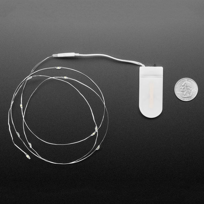 Wire Light LED Strand - 12 Cool White LEDs + Coin Cell Holder [discontinued] by The Pi Hut - The Pi Hut